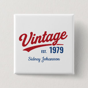 Personalisierter Vintage-Name 1979 mit individuell Button