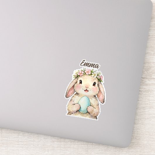 Personalisierter Vintage-Osterhase mit Ei Aufkleber (Detail)