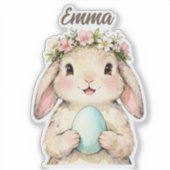 Personalisierter Vintage-Osterhase mit Ei Aufkleber (Vorderseite)