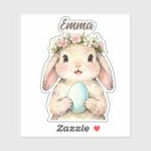 Personalisierter Vintage-Osterhase mit Ei Aufkleber (Blatt)