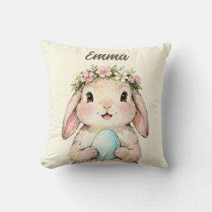 Personalisierter Vintage-Osterhase mit Ei Kissen
