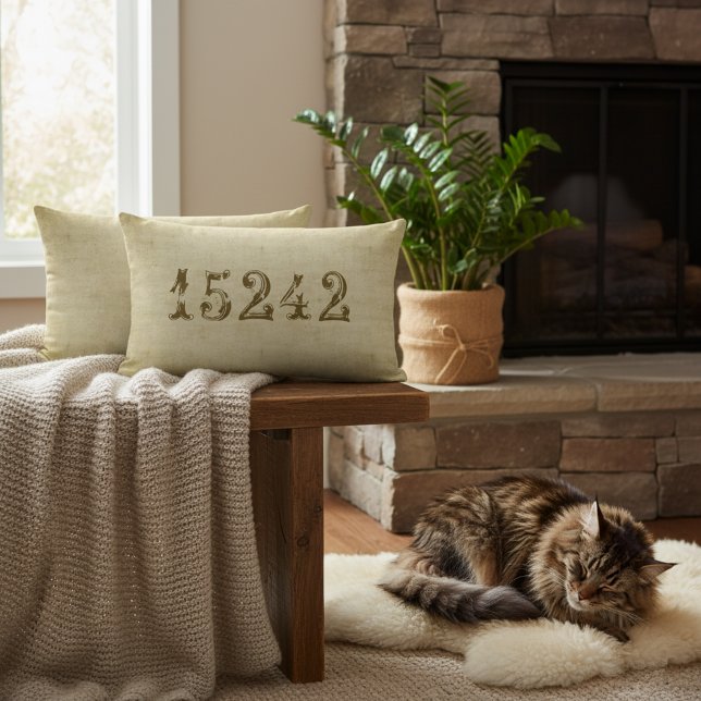 Personalisierter Vintage-PLZ-Dekor Lendenkissen (Make your own zip code lumbar pillow!)