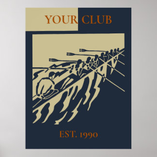 Personalisierter Vintage Retro Ruderverein Poster