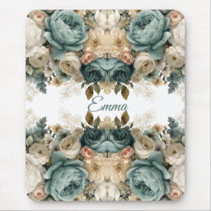 Personalisierter Vintage-Rosengarten im Frühling Mousepad