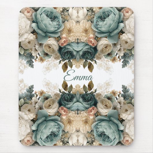 Personalisierter Vintage-Rosengarten im Frühling Mousepad (Vorne)