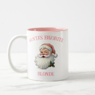 Personalisierter Vintage-Santas Lieblings-Rosa-Wei Zweifarbige Tasse