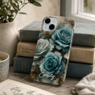 Personalisierter Vintage-Shabby-Chic-Pastellblaue Case-Mate iPhone Hülle