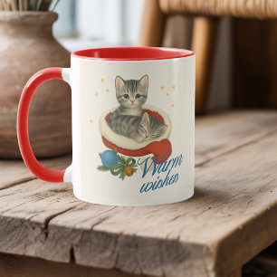 Personalisierter Vintage-Weihnachts-Katzenbecher Tasse