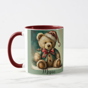 Personalisierter vintage Weihnachts-Teddybär Tasse