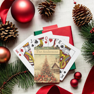 Personalisierter Vintage-Weihnachtsbaum  Spielkarten