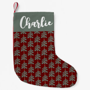 Personalisierter vintage-Weihnachtsstrumpf mit Bäu Kleiner Weihnachtsstrumpf
