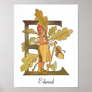 Personalisierter Vintager Alphabet-Brief E Poster