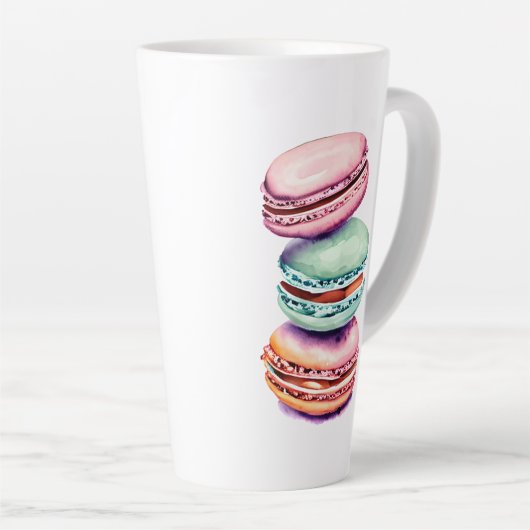 Personalisierter Vintager Aquarellmakaron Milchtasse (Rechte Ecke)