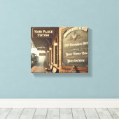 Personalisierter Vintager Bahnhof Leinwanddruck (Insitu (Holzboden))