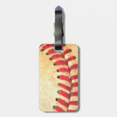 Personalisierter Vintager Basebalball Gepäckanhänger (Rückseite vertikal)