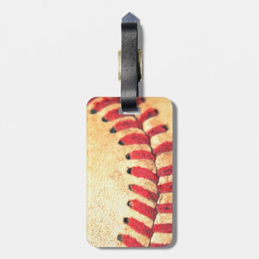 Personalisierter Vintager Basebalball Gepäckanhänger (Rückseite vertikal)