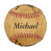 Personalisierter Vintager Baseball-Player im Alter Baseball (Rückseite)