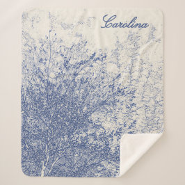 Personalisierter Vintager Blauer Tree Sherpadecke