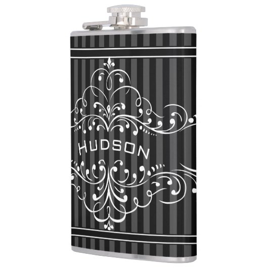 Personalisierter Vintager Blüh Hipster Flachmann (Links)