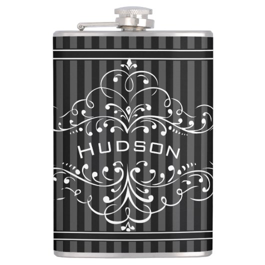 Personalisierter Vintager Blüh Hipster Flachmann (Vorderseite)