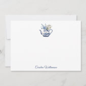 Personalisierter Vintager Blumenkohl Teapot Blau Mitteilungskarte (Vorderseite)