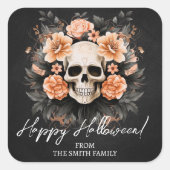 Personalisierter Vintager Blumenschmuck Quadratischer Aufkleber (Vorderseite)