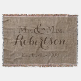 Personalisierter Vintager Burlap-Look Rustikal/Hoc Decke