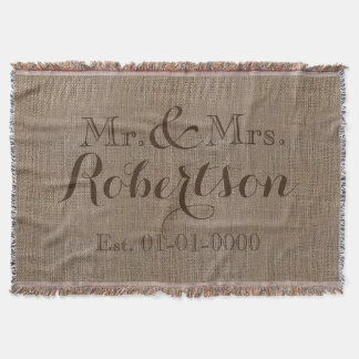 Personalisierter Vintager Burlap-Look Rustikal/Hoc Decke