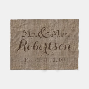 Personalisierter Vintager Burlap-Look Rustikal/Hoc Fleecedecke