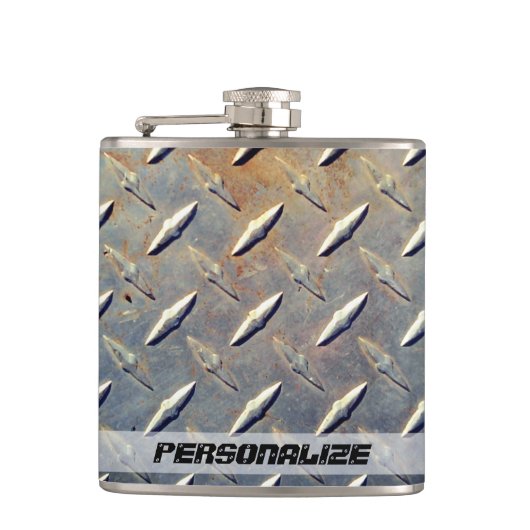 Personalisierter Vintager Diamantstahl Flachmann (Vorderseite)