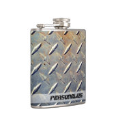 Personalisierter Vintager Diamantstahl Flachmann (Rechts)
