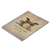 Personalisierter Vintager Drum Set Music Drummer n Notizblock (Linke Seite)