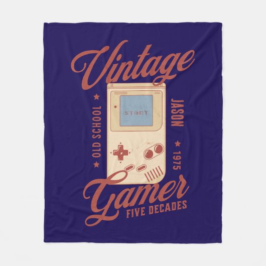 Personalisierter Vintager Gamer 50. Geburtstagsges Fleecedecke (Vorderseite)
