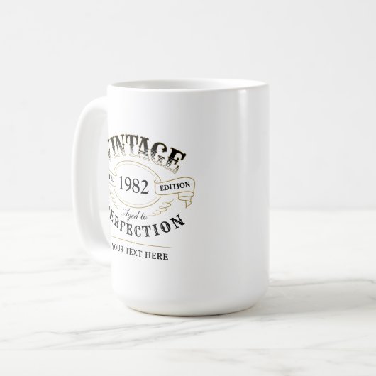 Personalisierter Vintager Geburtstag bis Vollendun Kaffeetasse (Vorderseite Links)