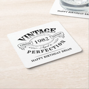 Personalisierter Vintager Geburtstag bis Vollendun Rechteckiger Pappuntersetzer