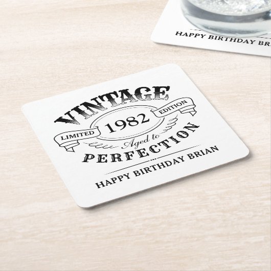 Personalisierter Vintager Geburtstag bis Vollendun Rechteckiger Pappuntersetzer (angewinkelt)