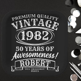 Personalisierter Vintager Geburtstag bis zur Perfe Pappteller