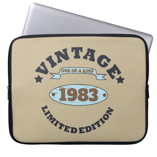 Personalisierter Vintager Geburtstag Laptopschutzhülle (Vorderseite)