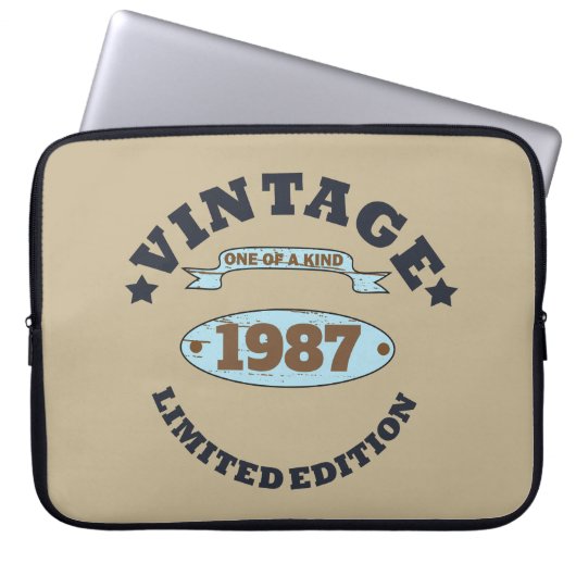 Personalisierter Vintager Geburtstag Laptopschutzhülle (Vorderseite)