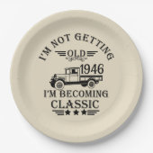 Personalisierter Vintager Geburtstag Pappteller (Vorderseite)