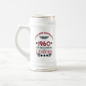 Personalisierter Vintager Geburtstag rot blau Bierglas (Links)