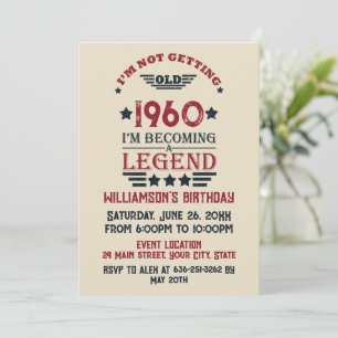 Personalisierter Vintager Geburtstag rot blau Einladung