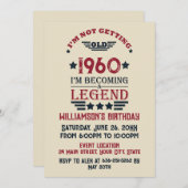 Personalisierter Vintager Geburtstag rot blau Einladung (Vorne/Hinten)