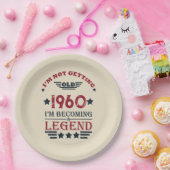 Personalisierter Vintager Geburtstag rot blau Pappteller (Party)