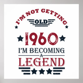 Personalisierter Vintager Geburtstag rot blau Poster