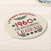 Personalisierter Vintager Geburtstag rot blau Runder Pappuntersetzer (Angewinkelt)