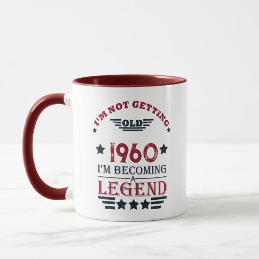 Personalisierter Vintager Geburtstag rot blau Tasse (Links)