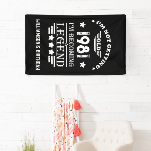 Personalisierter Vintager Geburtstag Schwarz-weiß Banner (Insitu)