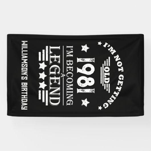 Personalisierter Vintager Geburtstag Schwarz-weiß Banner (Horizontal)