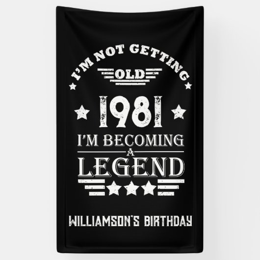 Personalisierter Vintager Geburtstag Schwarz-weiß Banner (Vertikal)